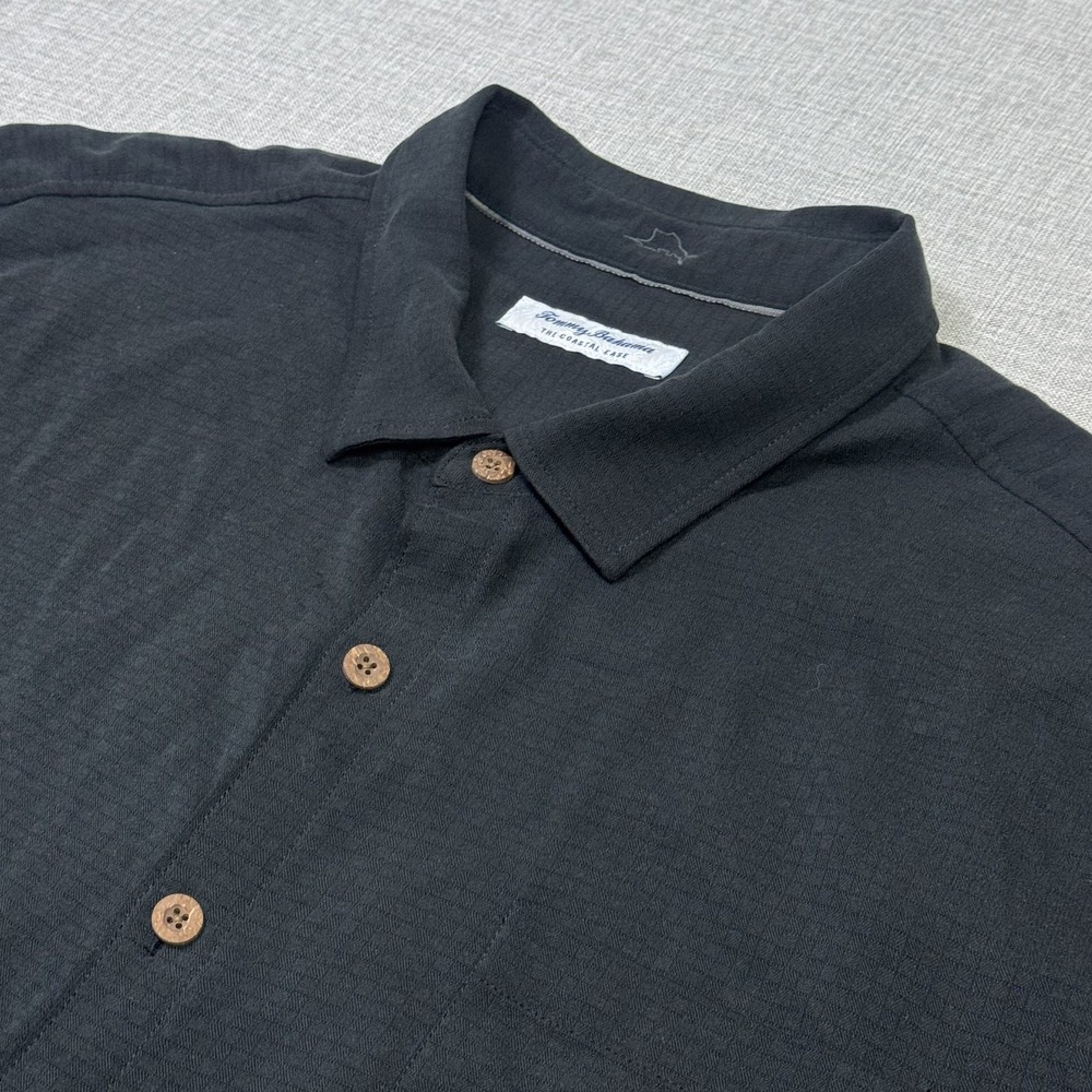 Tommy Bahama The Coastal Ease Button-Up Shirt Mens 3XL Black Short Sleeve